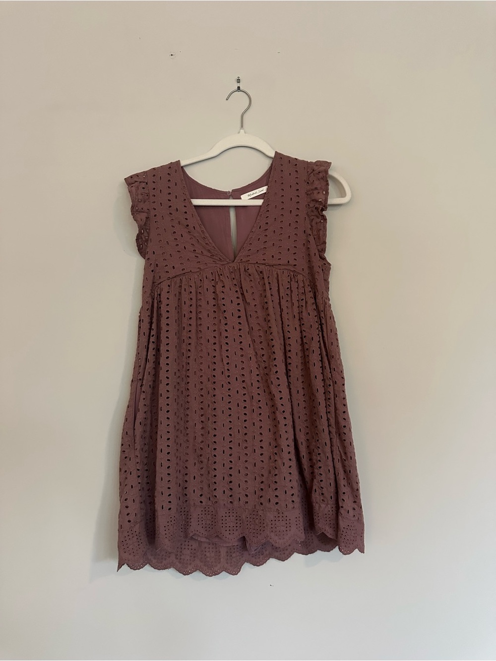 Talulah Mauve Eyelet V-Neck Mini Dress